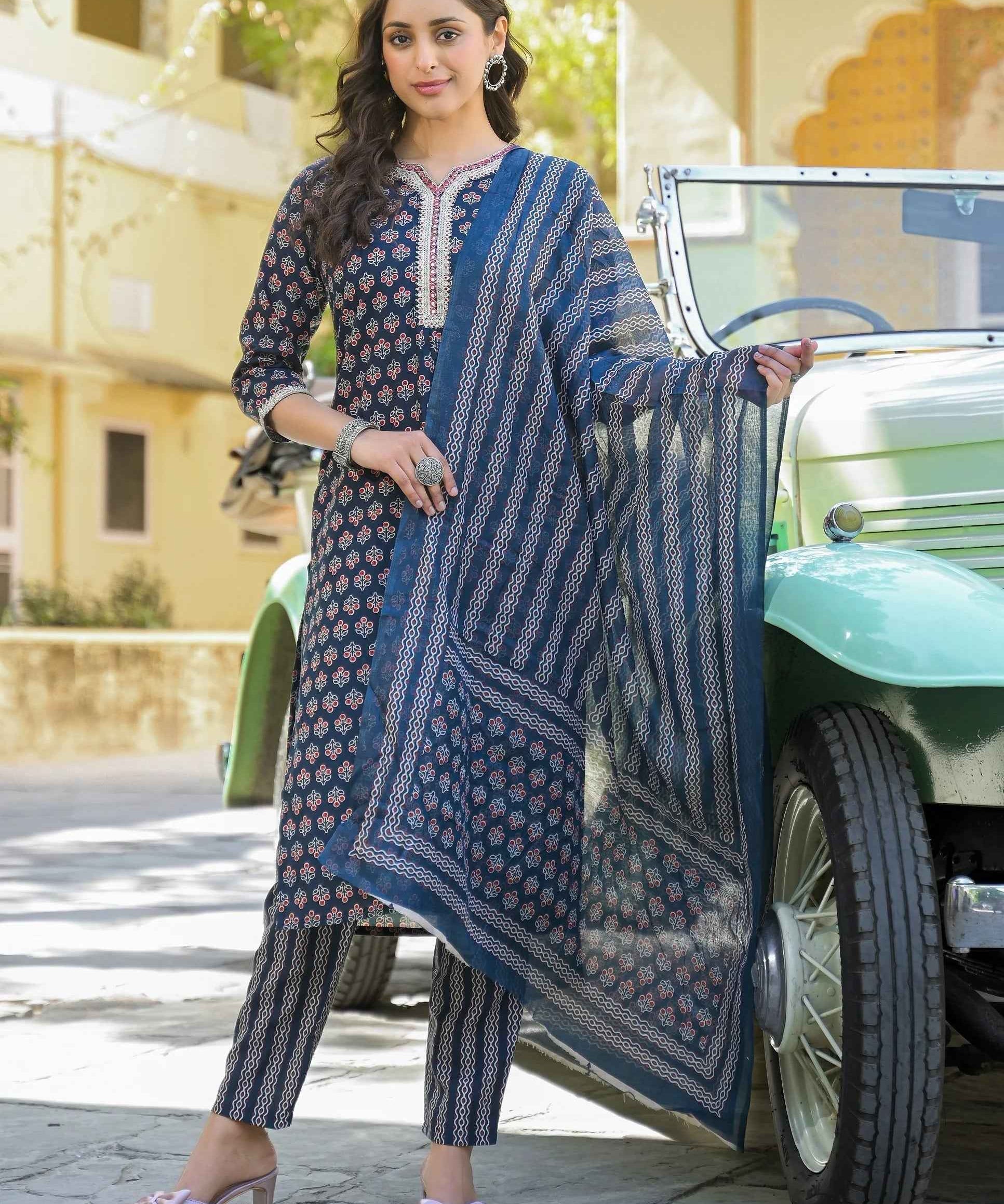 Midnight Bloom Viscose Suit Set