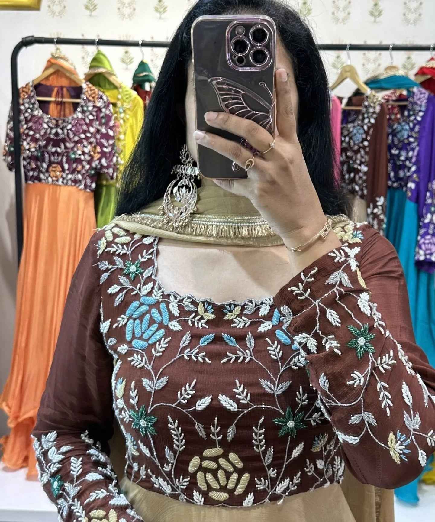 Nitya – Maroon & Cream