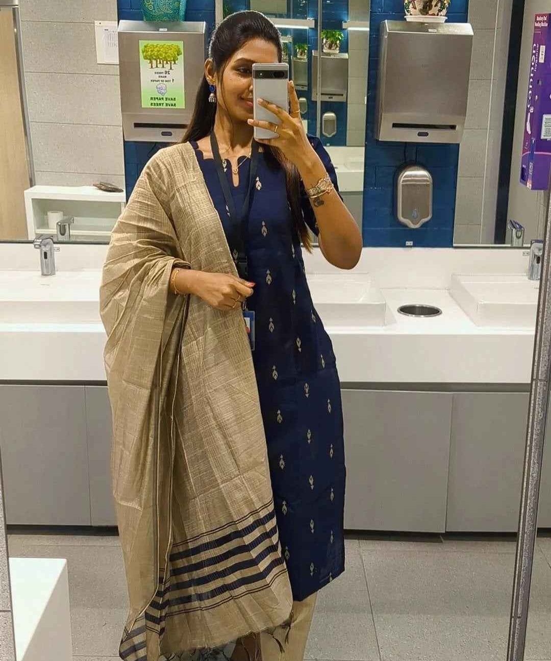 Blue Raw Silk Kurti Pant With Duppatta