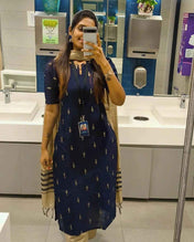 Blue Raw Silk Kurti Pant With Duppatta