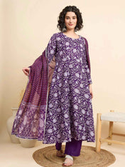 Women€™s Viscose Anarkali Kurta and Pant Set with Dupatta