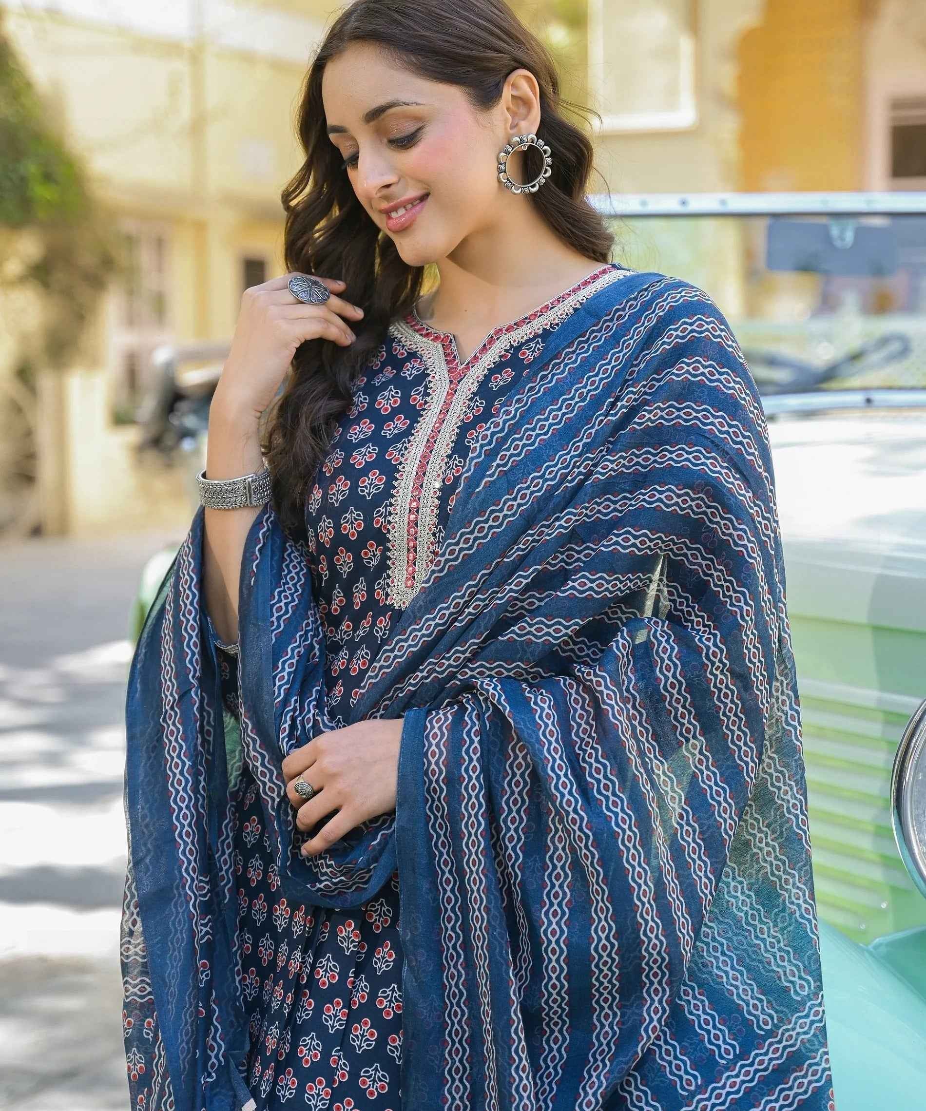 Midnight Bloom Viscose Suit Set