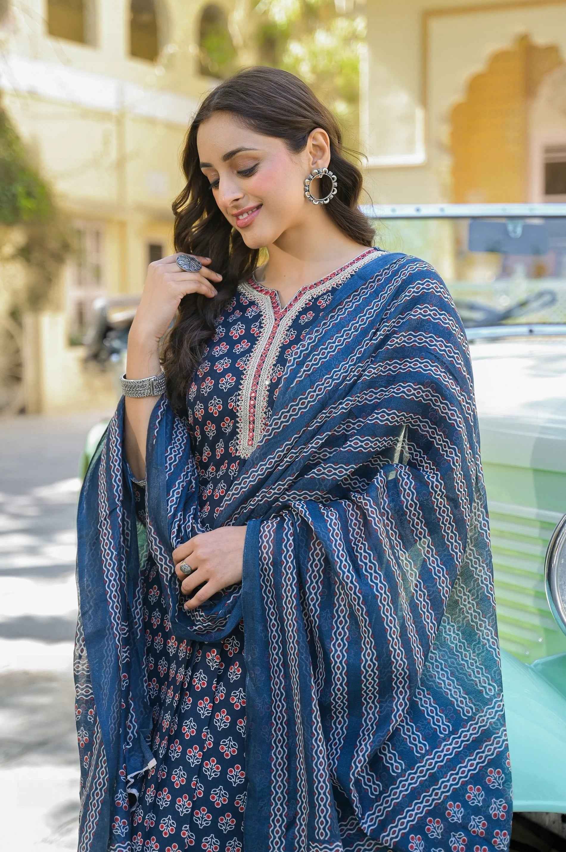 Midnight Bloom Viscose Suit Set