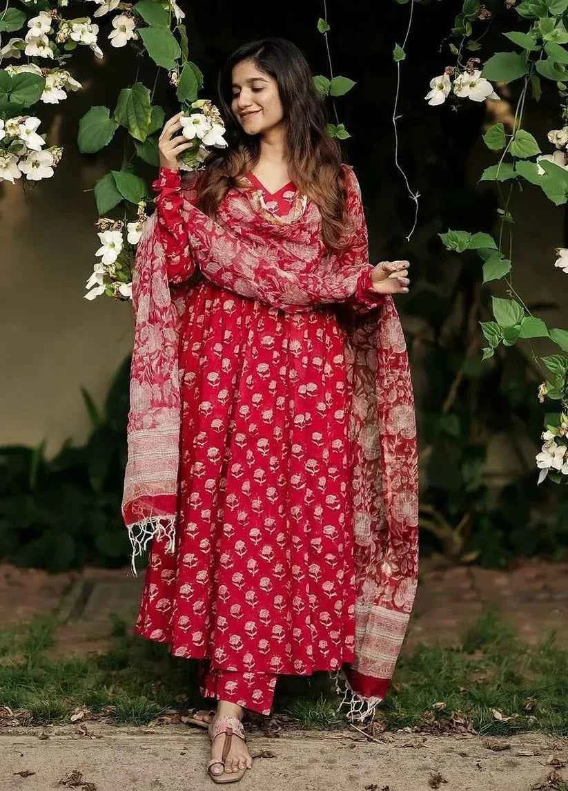 Gulnaar Rouge Anarkali Set