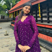 Viscose Georgette With Golden Butti