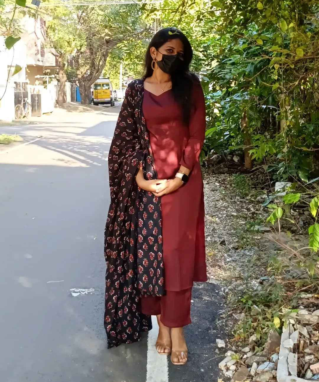 Wine Kurta Set
