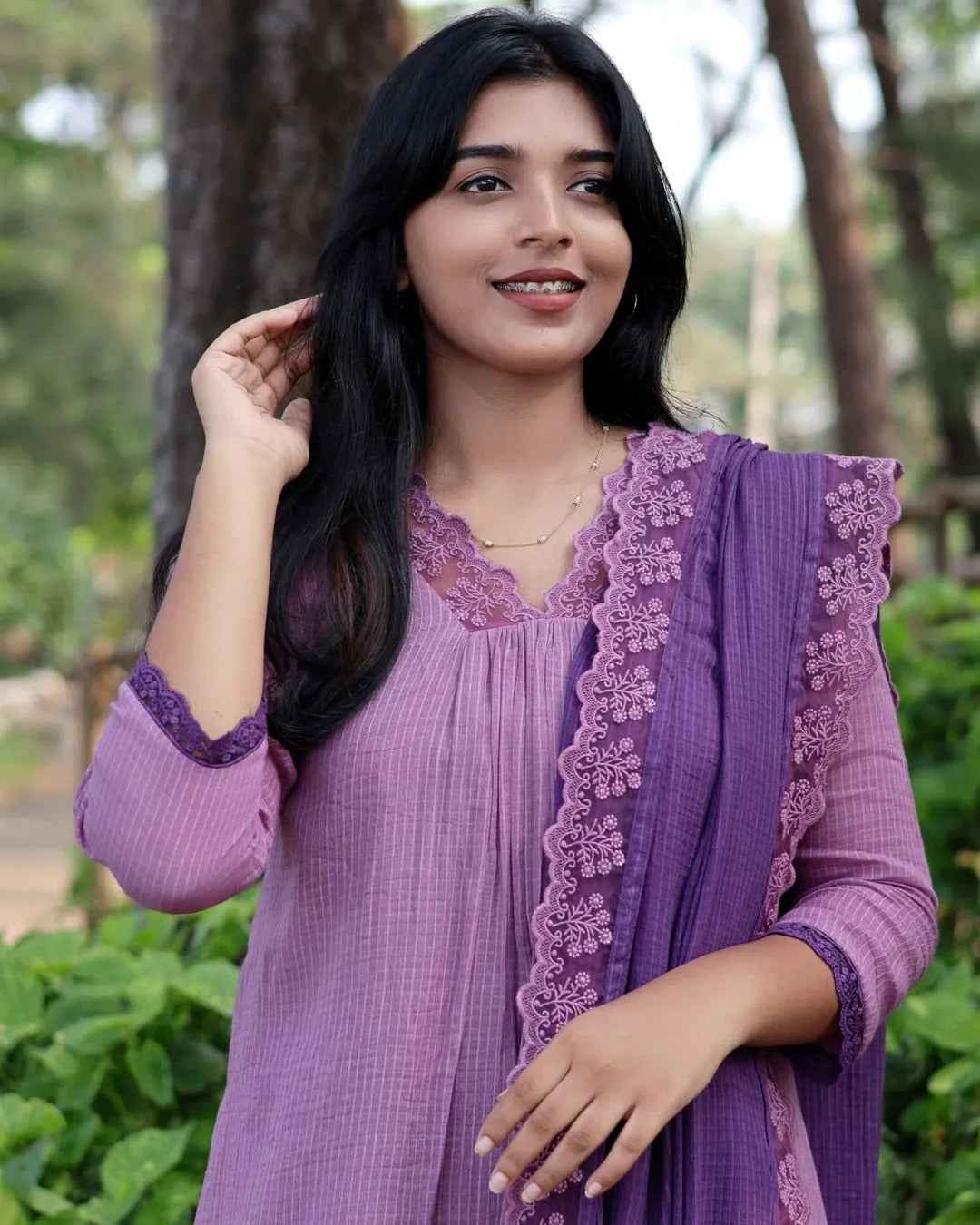 Premium Soft Cotton Natural Dyed Kota Doria Designer Suit With Lining.