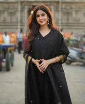 Maheshwari Silk Black Kurta Set