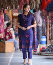 Handwoven Royal Blue Kurta Set