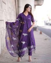 Indigo Handwoven Muslin Silk Set