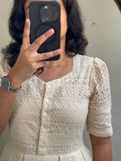 Snowflakes Beautiful Pure Cotton Lace Western Dress