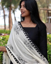 Soft Cotton Kota Doria Suit With Lining And Embroidered Dupatta.