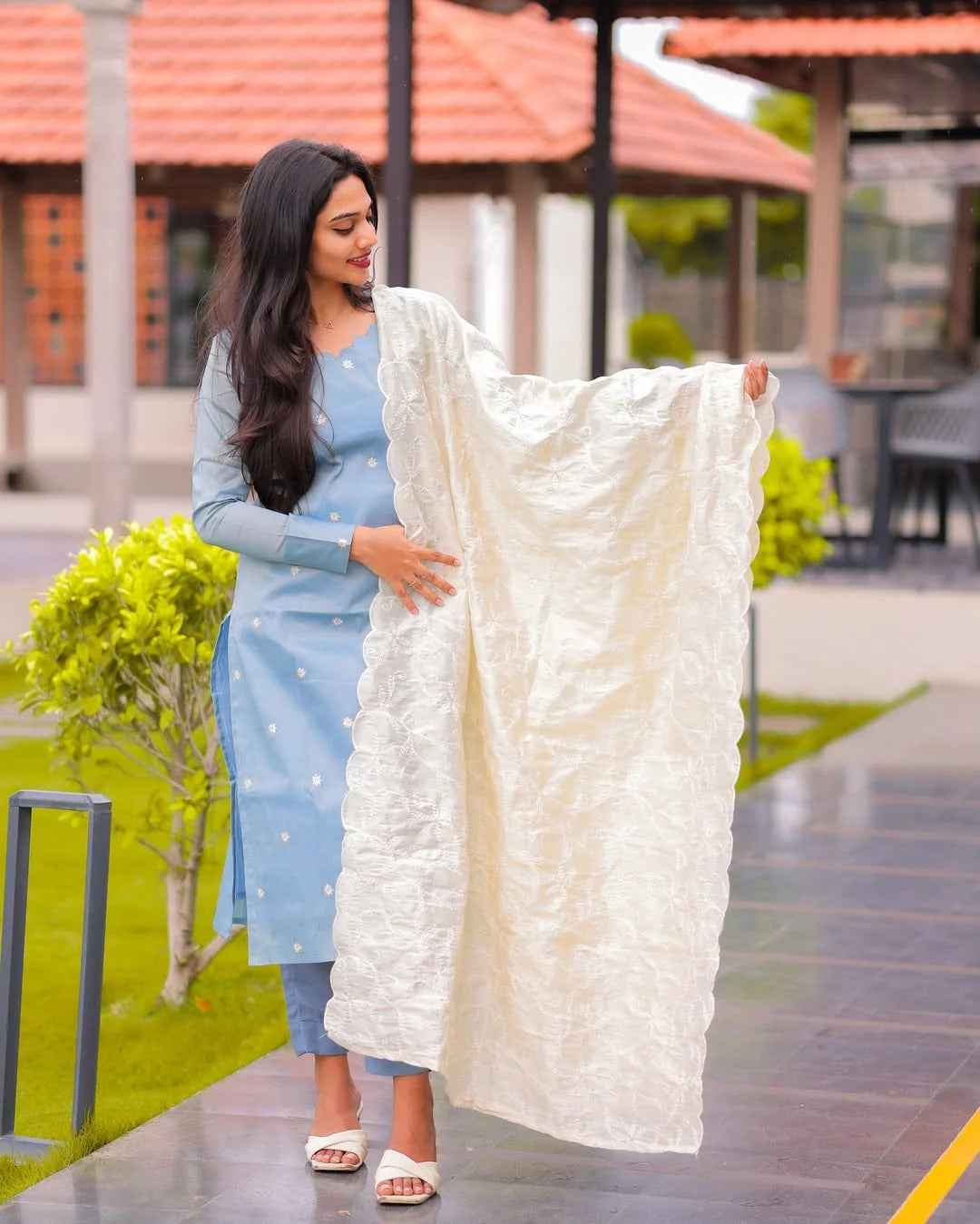 Ice Blue Tissue Suit Set