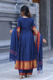 Basude Handloom Suit Set in Blue
