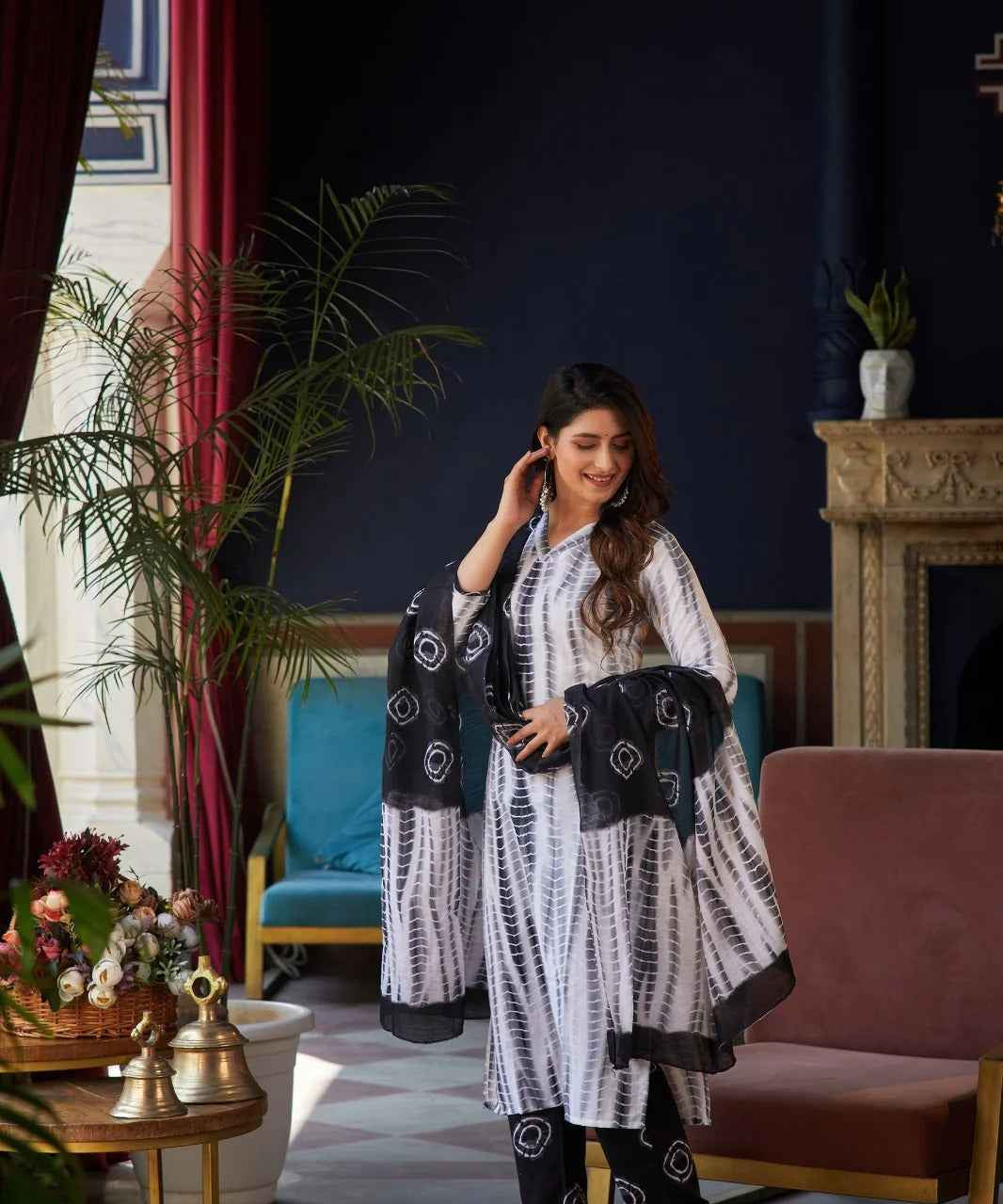 Kota Doria Print Pure Viscose Suit Set