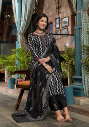 Zigzag Noir Pure Viscose Suit Set