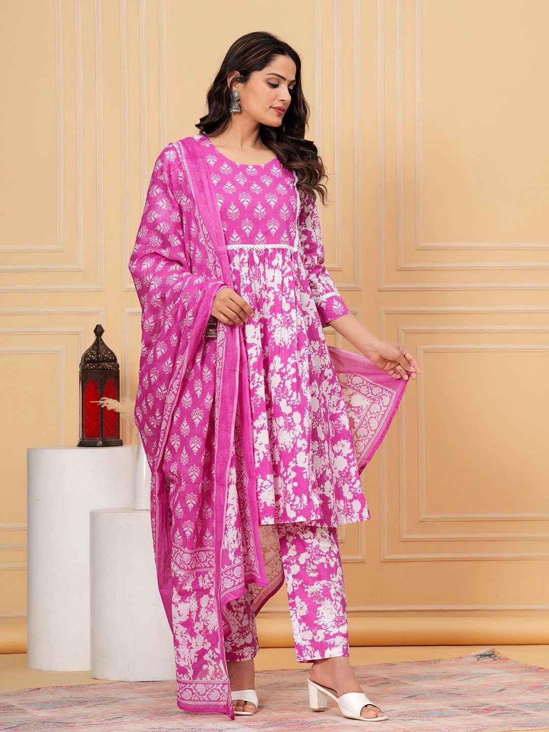 Pure Cotton Kurta, Pant & Dupatta Set