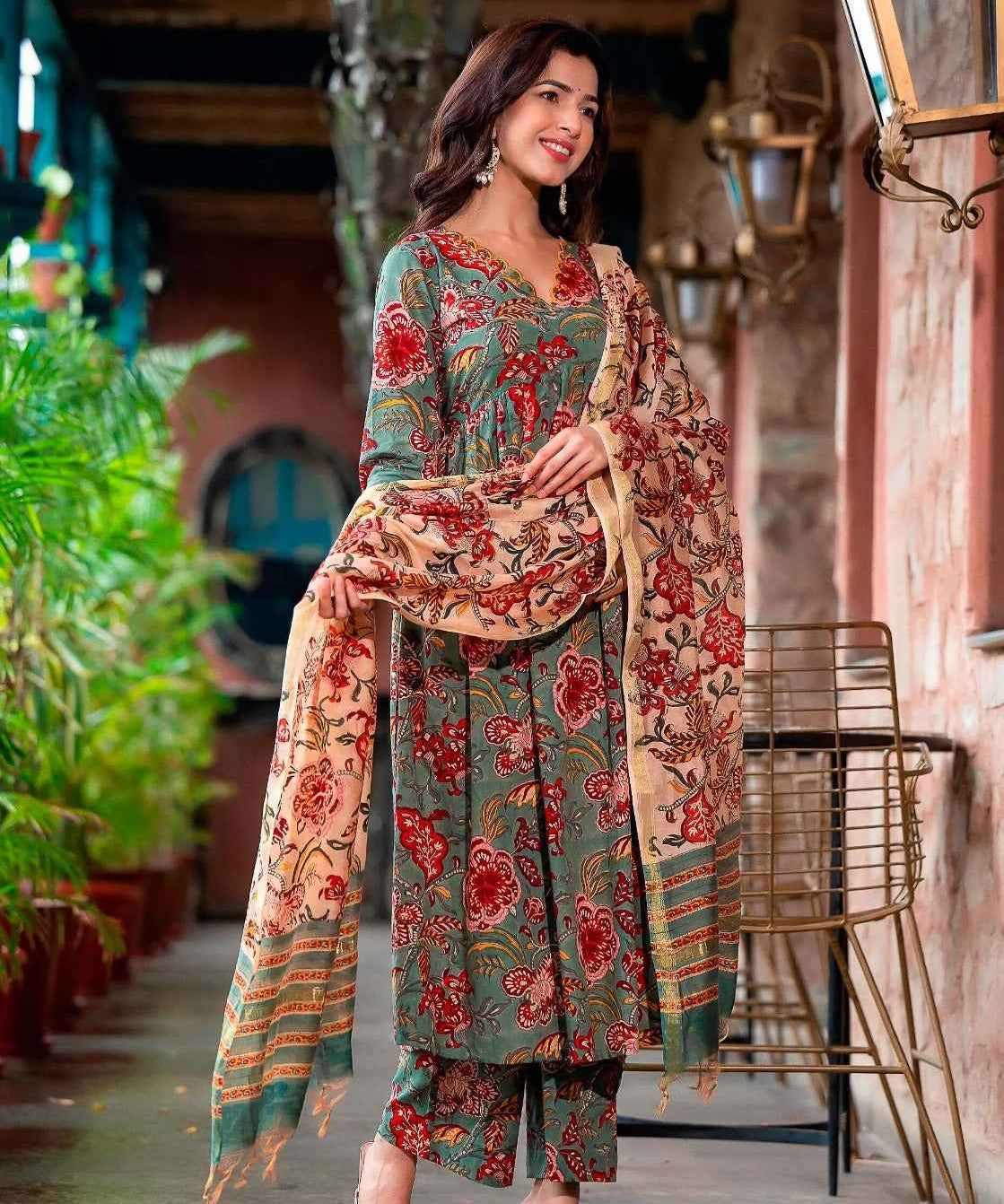 Rustic Bloom Pure Viscose Kurta Set