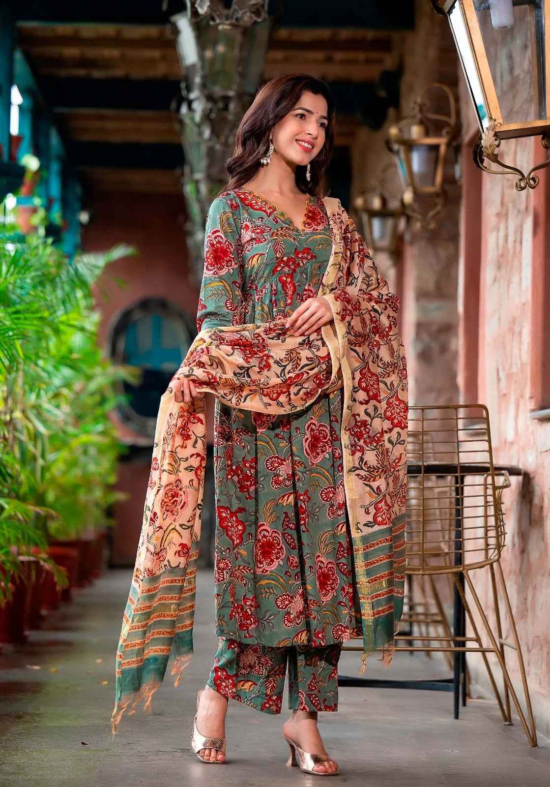 Rustic Bloom Pure Viscose Kurta Set