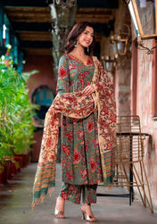 Rustic Bloom Pure Viscose Kurta Set