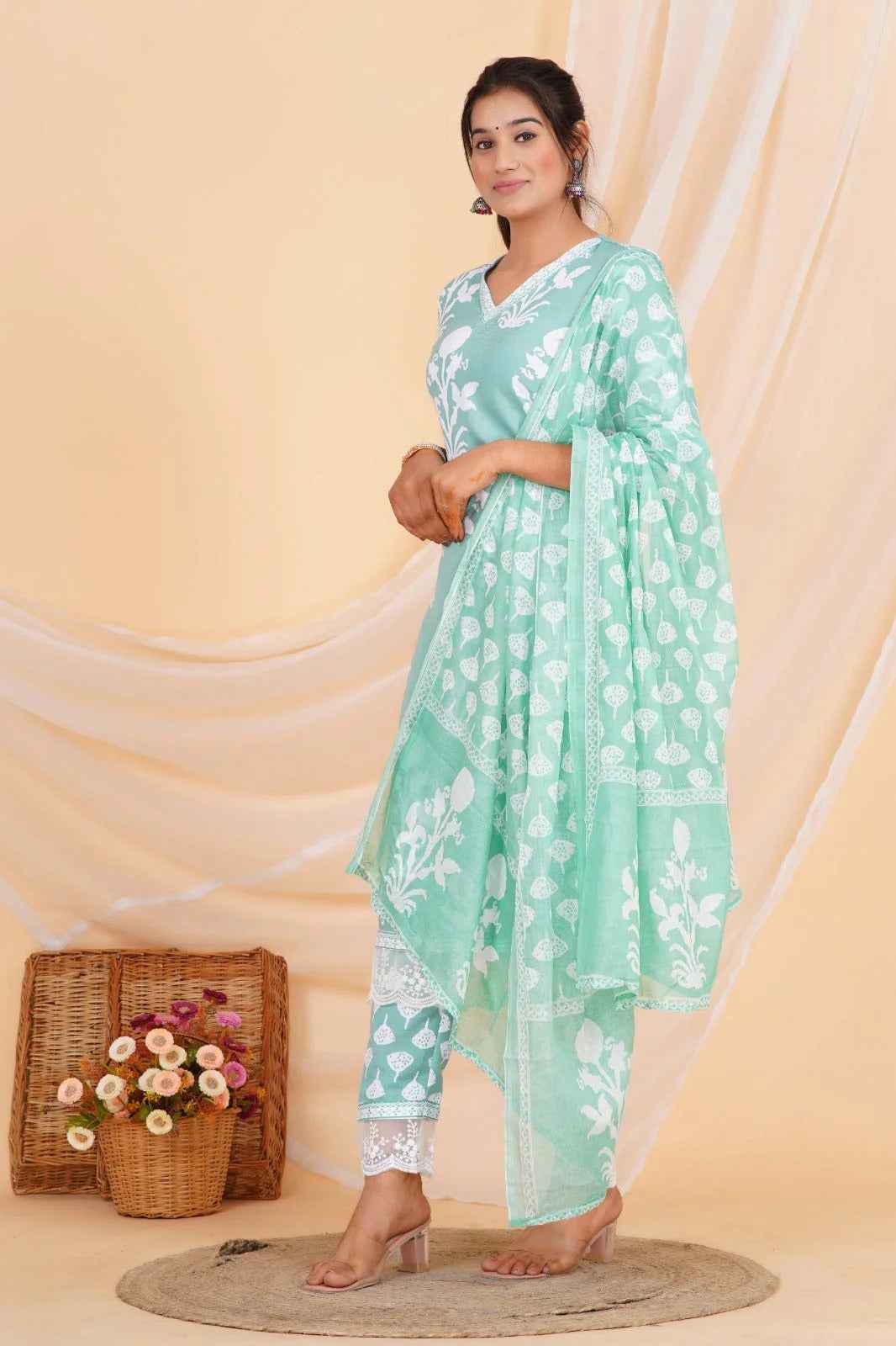 Mint Blossom Rayon Set