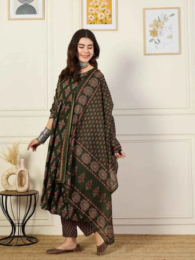 Moss Charm Anarkali Suit Set