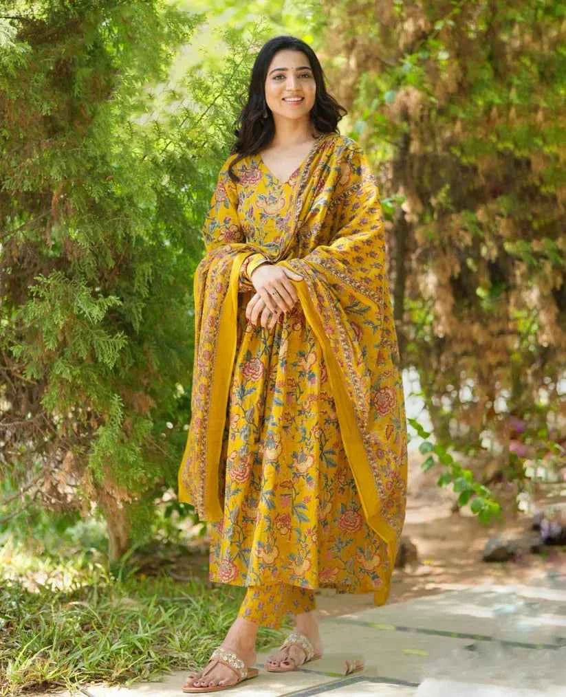 Mustard Melody Anarkali Suit