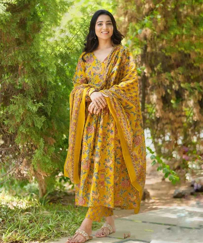 Mustard Melody Anarkali Suit