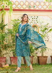 Green Ruhani Cotton Straight Suit
