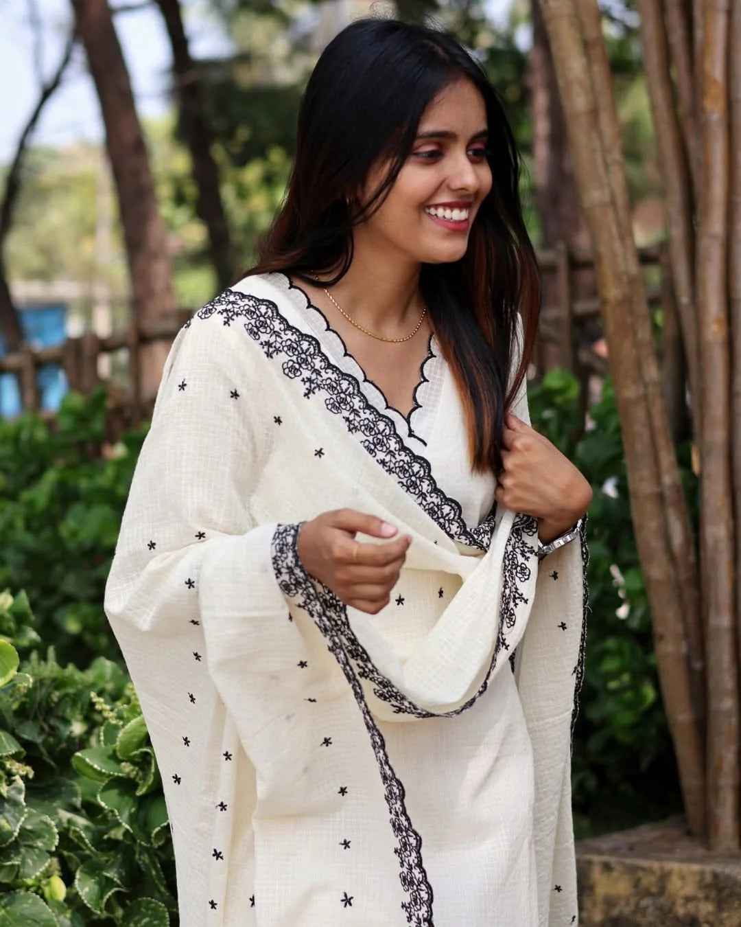 Soft Cotton Kota Doria Designer Suit With Lining And Heavy Embroidered Dupatta.