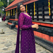 Viscose Georgette With Golden Butti