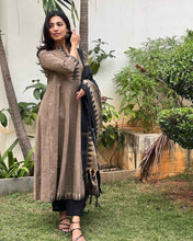 Grey Pure South Cotton Mangalgiri Anarkali Set