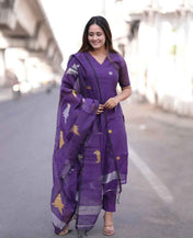 Indigo Handwoven Muslin Silk Set