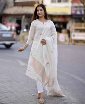 Handwoven White Kurta Set
