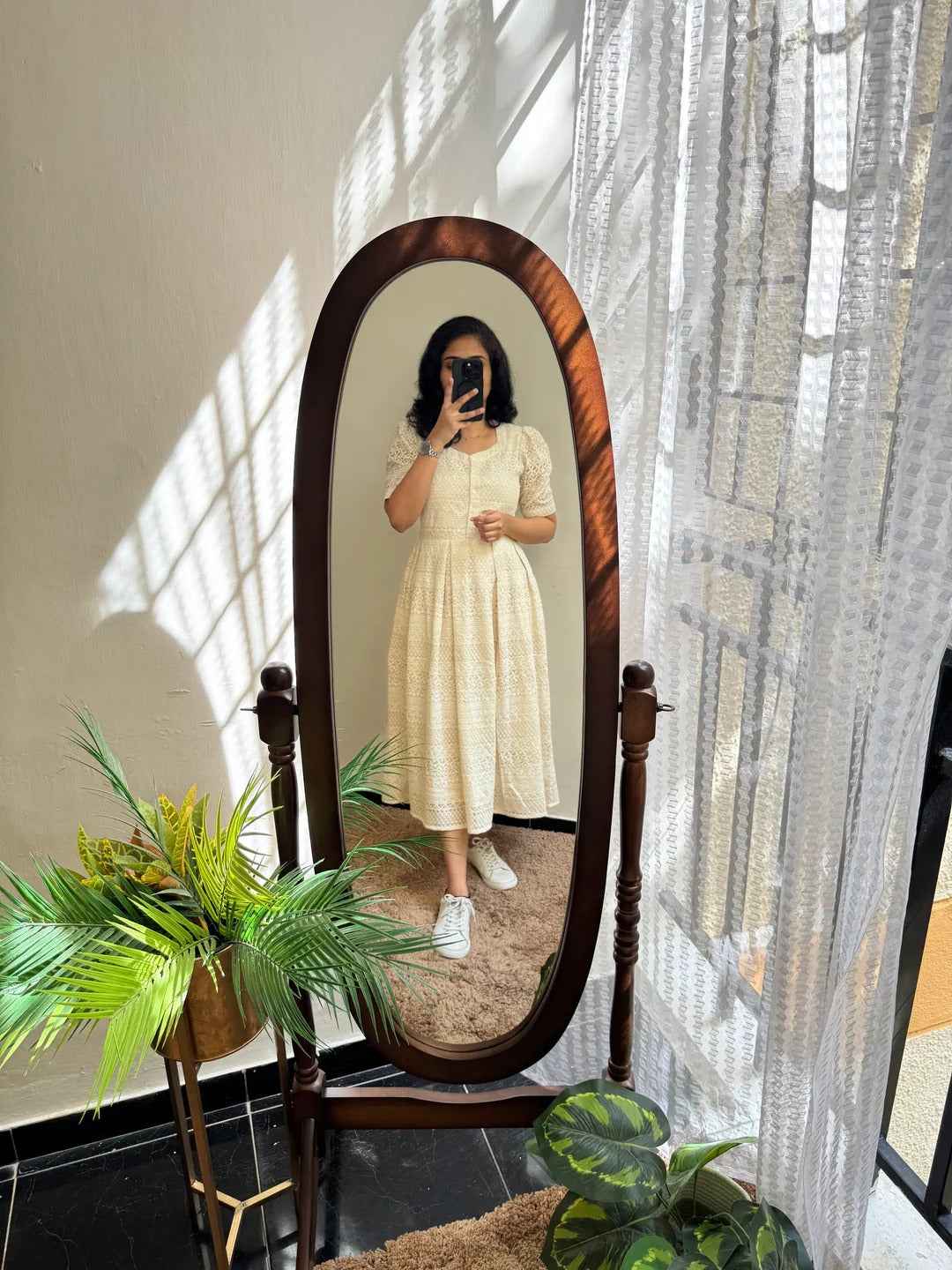 Snowflakes Beautiful Pure Cotton Lace Western Dress