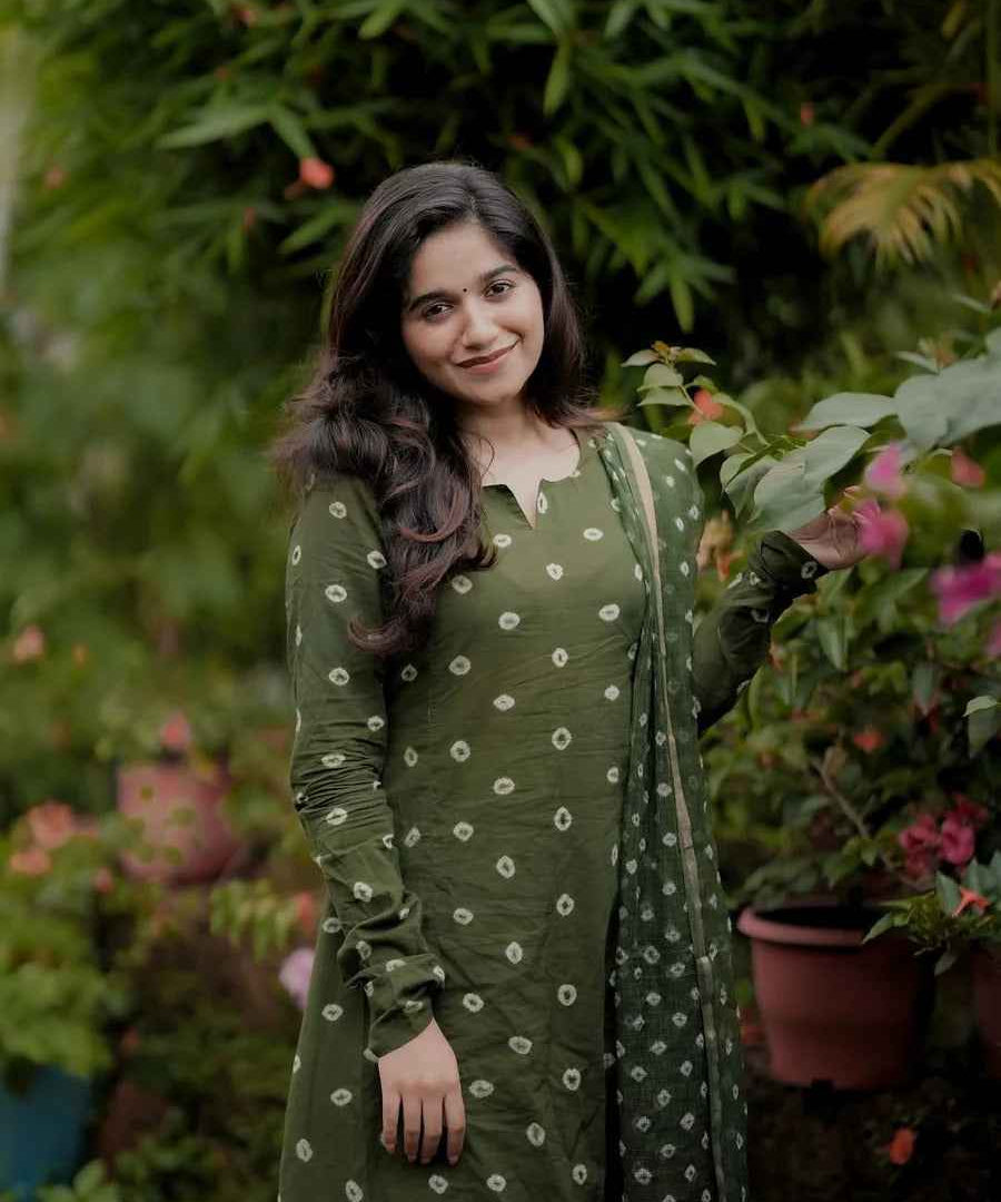 Bandhani Handblock A-line Kurta Set