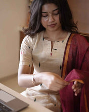 Tussar Silk Kurti With Double Colour Diamond Butta With Dupatta