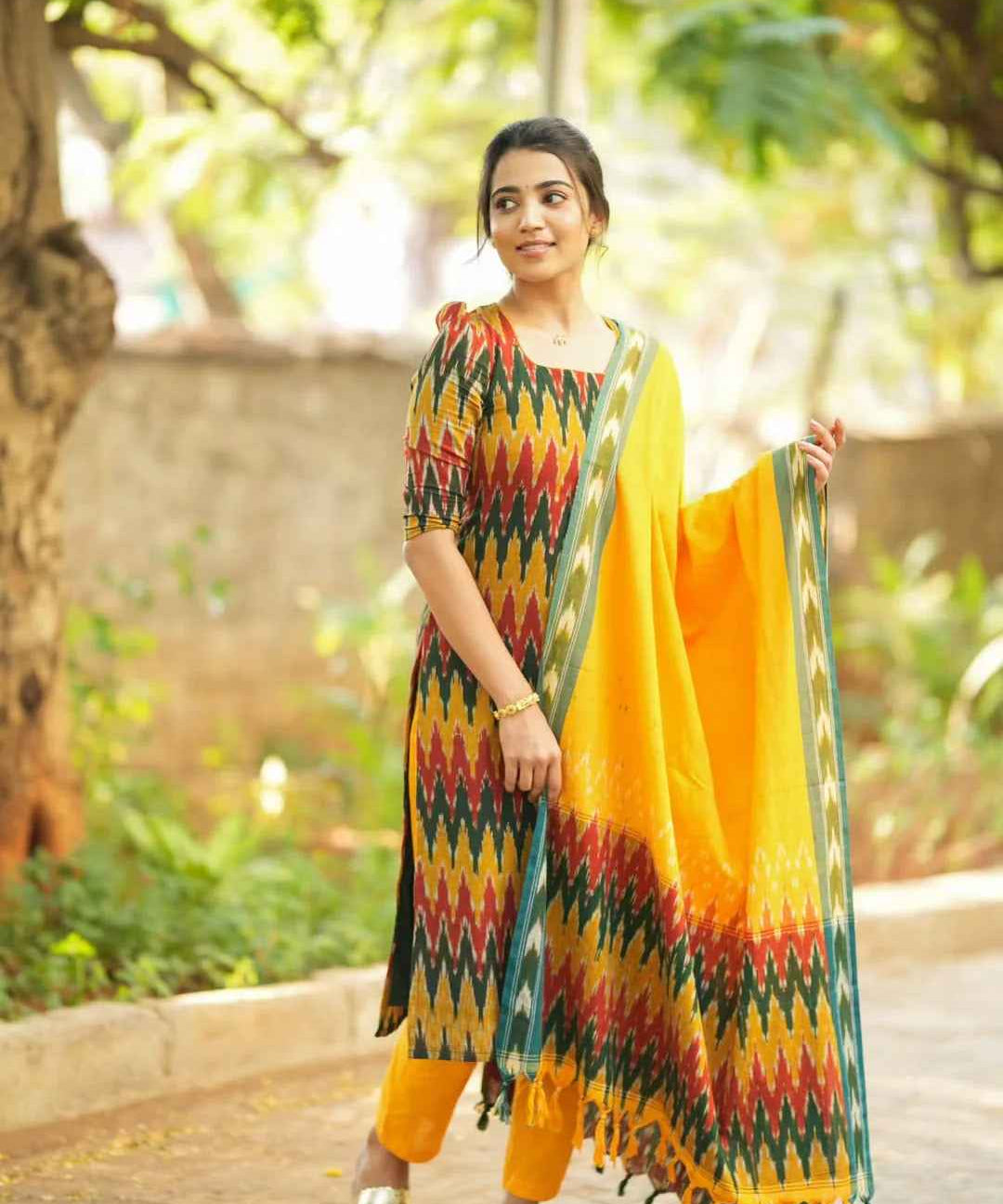 Pure Ikkat Cotton Salwar Suit Fully Stitched