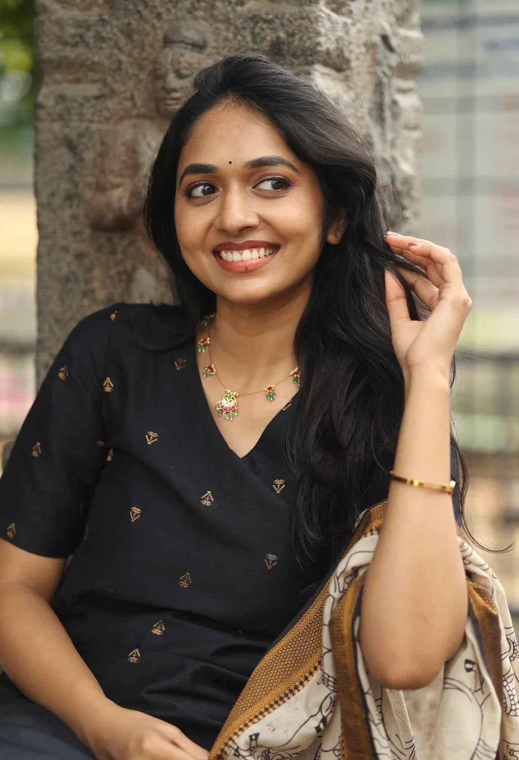 Meenakshi - Black Silk Duppatta Guy