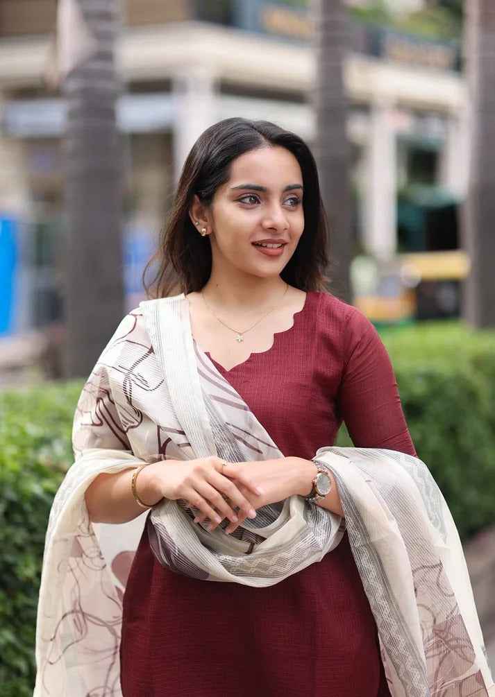 Earthen Ember Top & Dupatta set