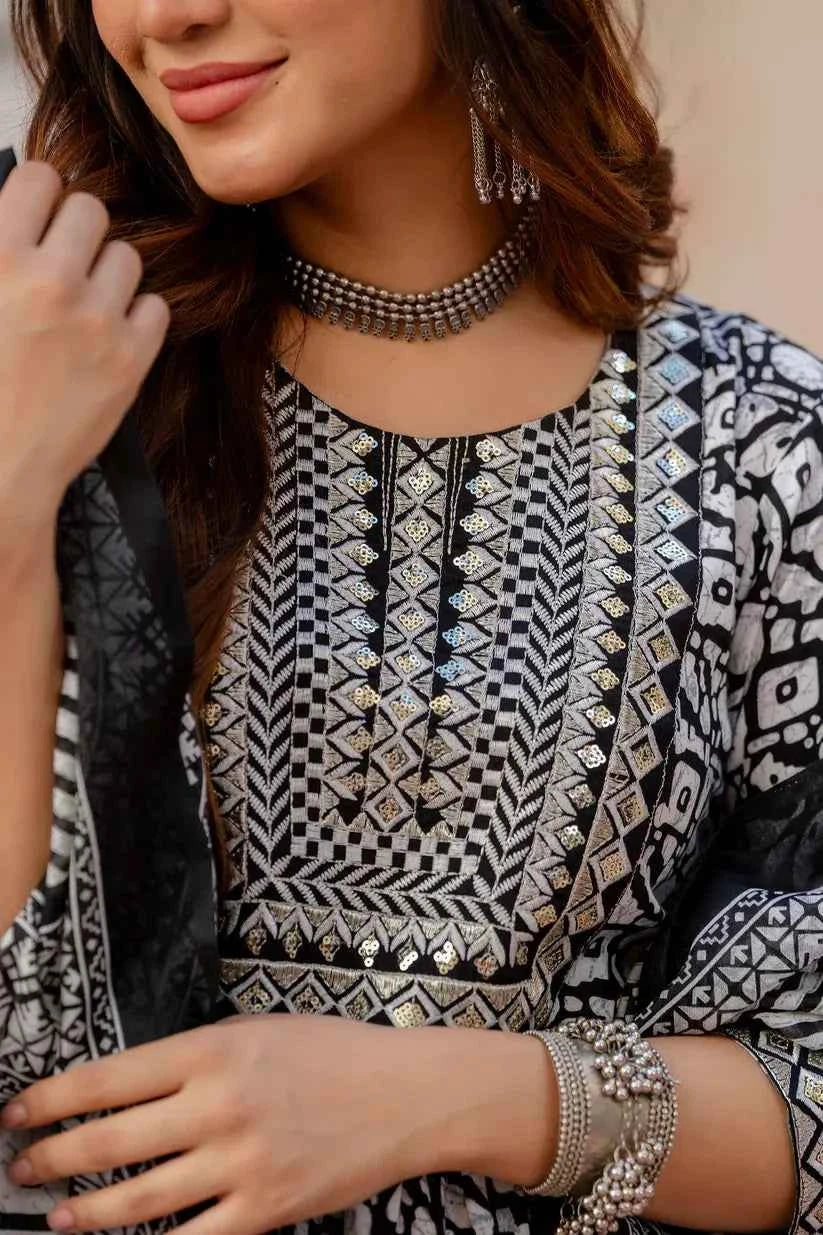 Starlight Stripe Pure Viscose Anarkali Set