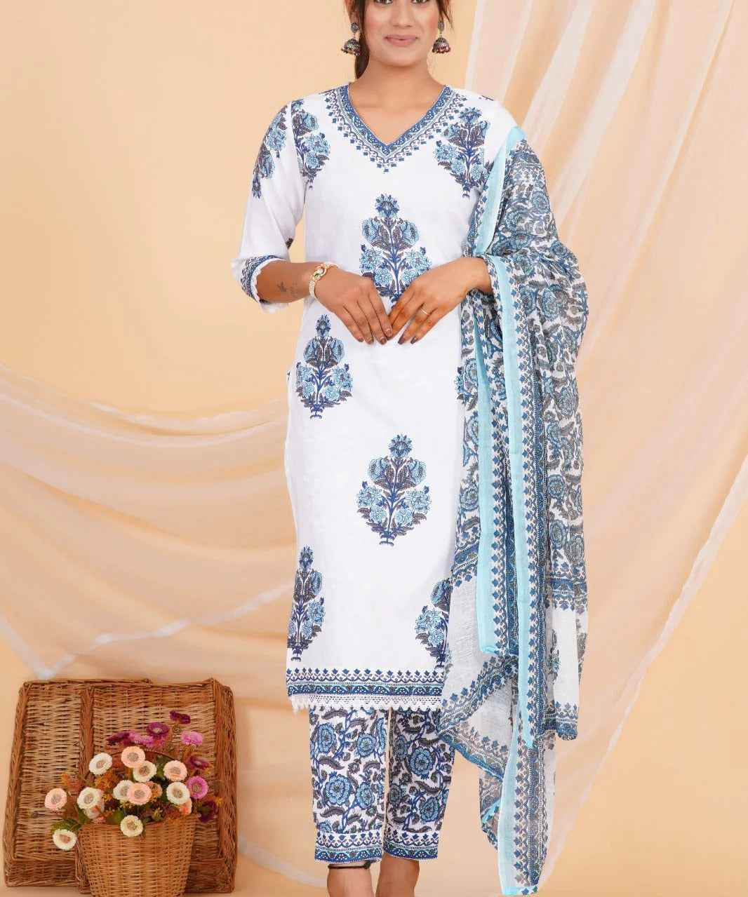 Ocean Bloom Viscose Rayon Suit Set