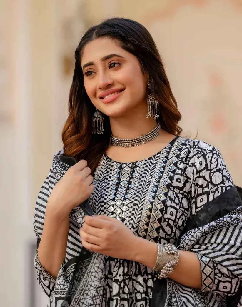 Starlight Stripe Pure Viscose Anarkali Set