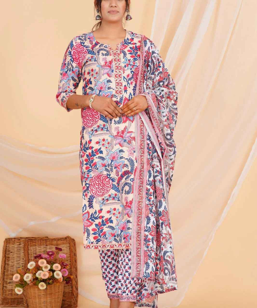 Blush Bloom Viscose Rayon Suit Set