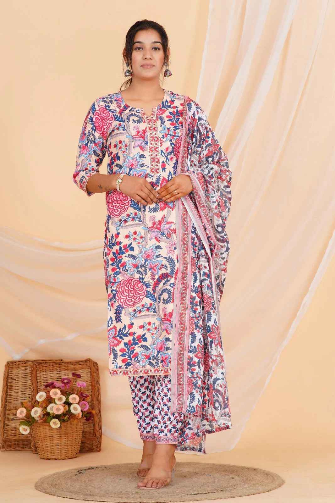 Blush Bloom Viscose Rayon Suit Set