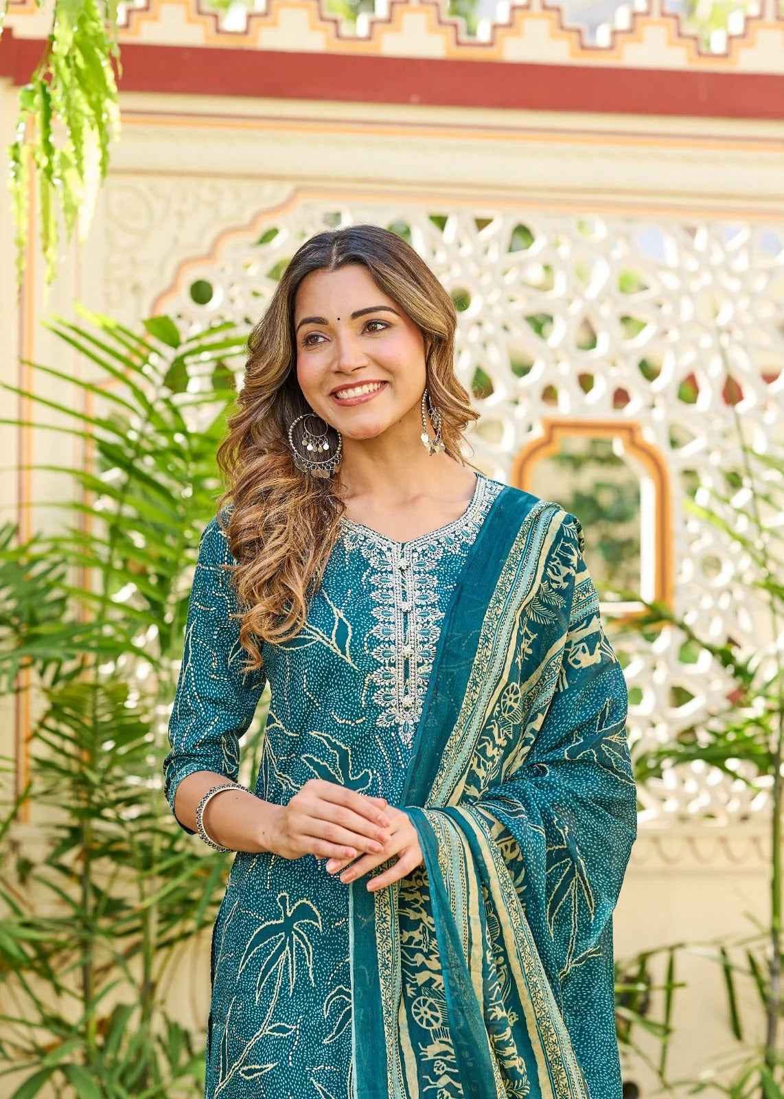 Green Ruhani Cotton Straight Suit