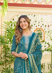 Green Ruhani Cotton Straight Suit