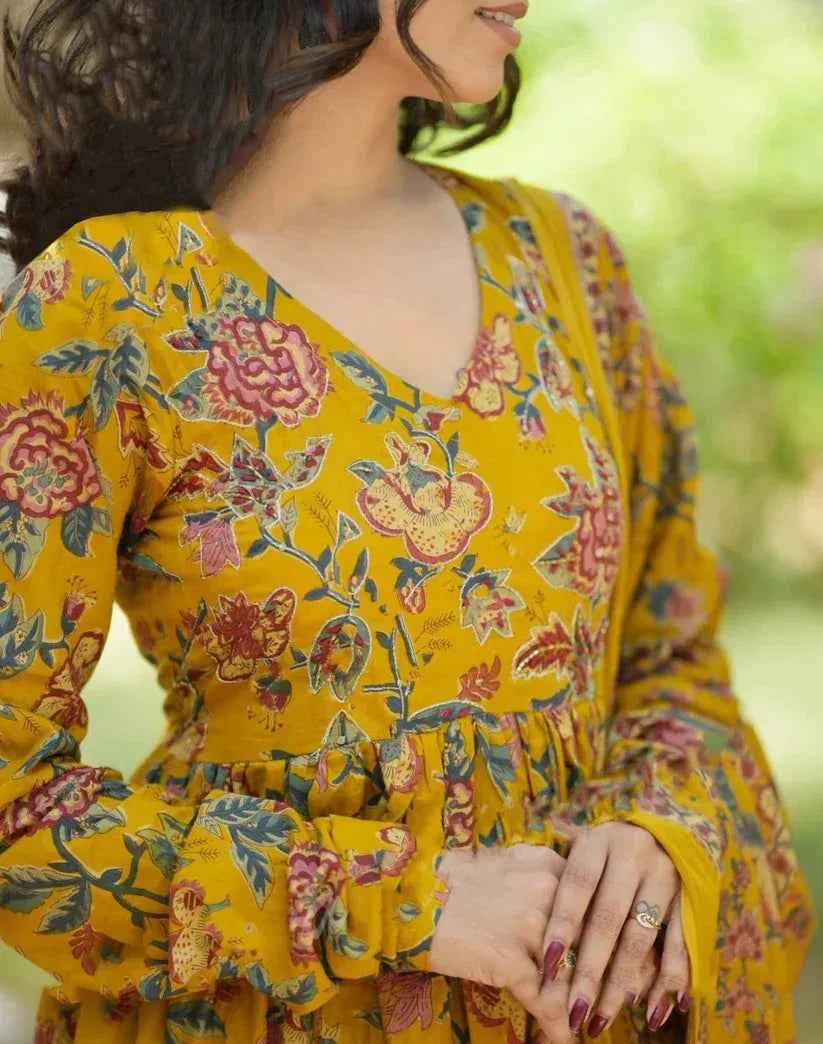 Mustard Melody Anarkali Suit
