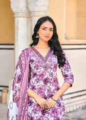 Classique Straight Suit Set with Mulmul Dupatta