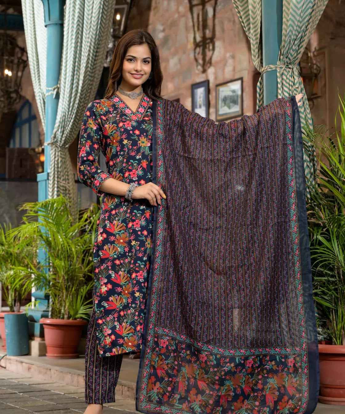 Gulmohar Dusk Pure Viscose Suit Set